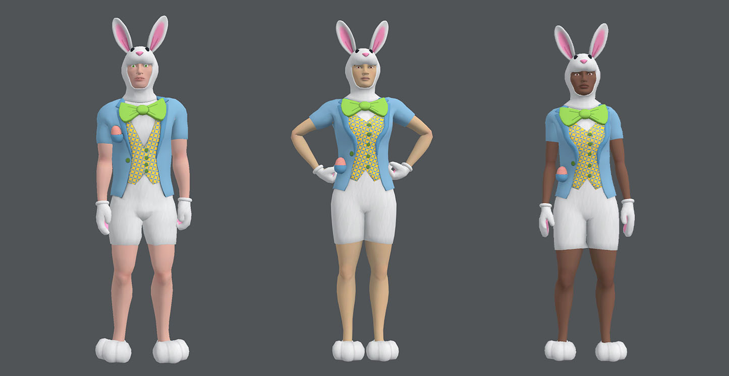 The Easter item set consists of 6 types of gear for your avatar.