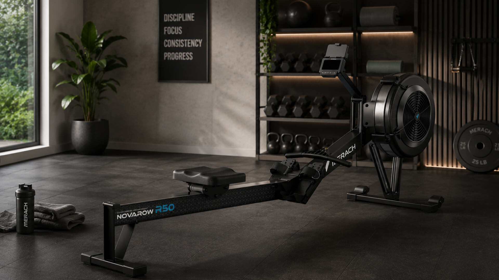 Image of an AirMerach rower in a homegym setting