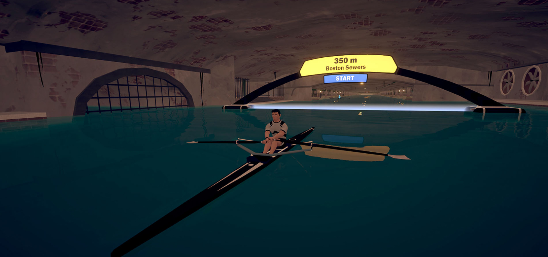 Rower inside the sewer