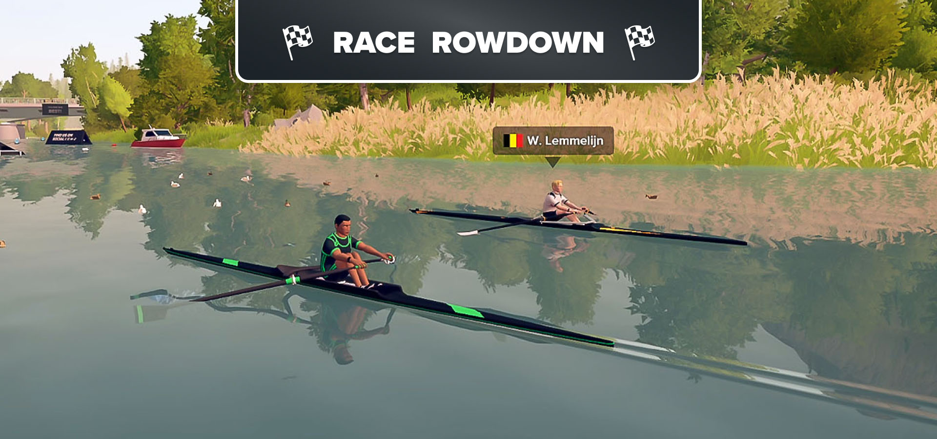 Two rowers racing on the virtual waters of EXR