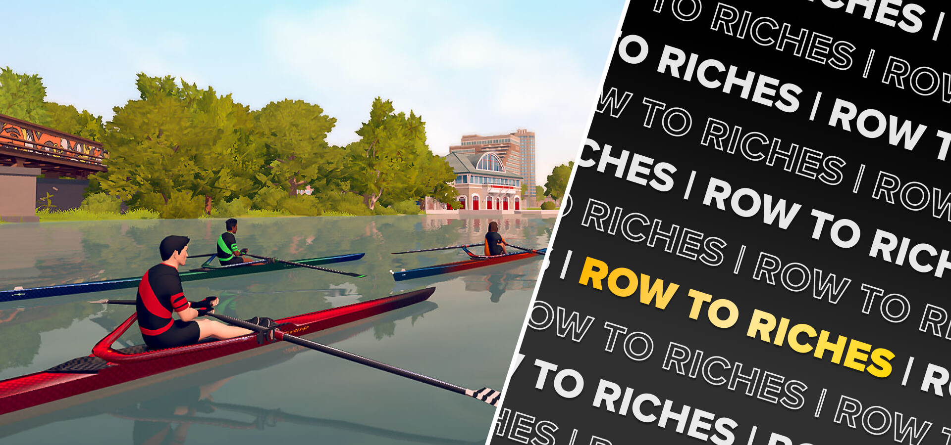 Image of 3 men rowing together