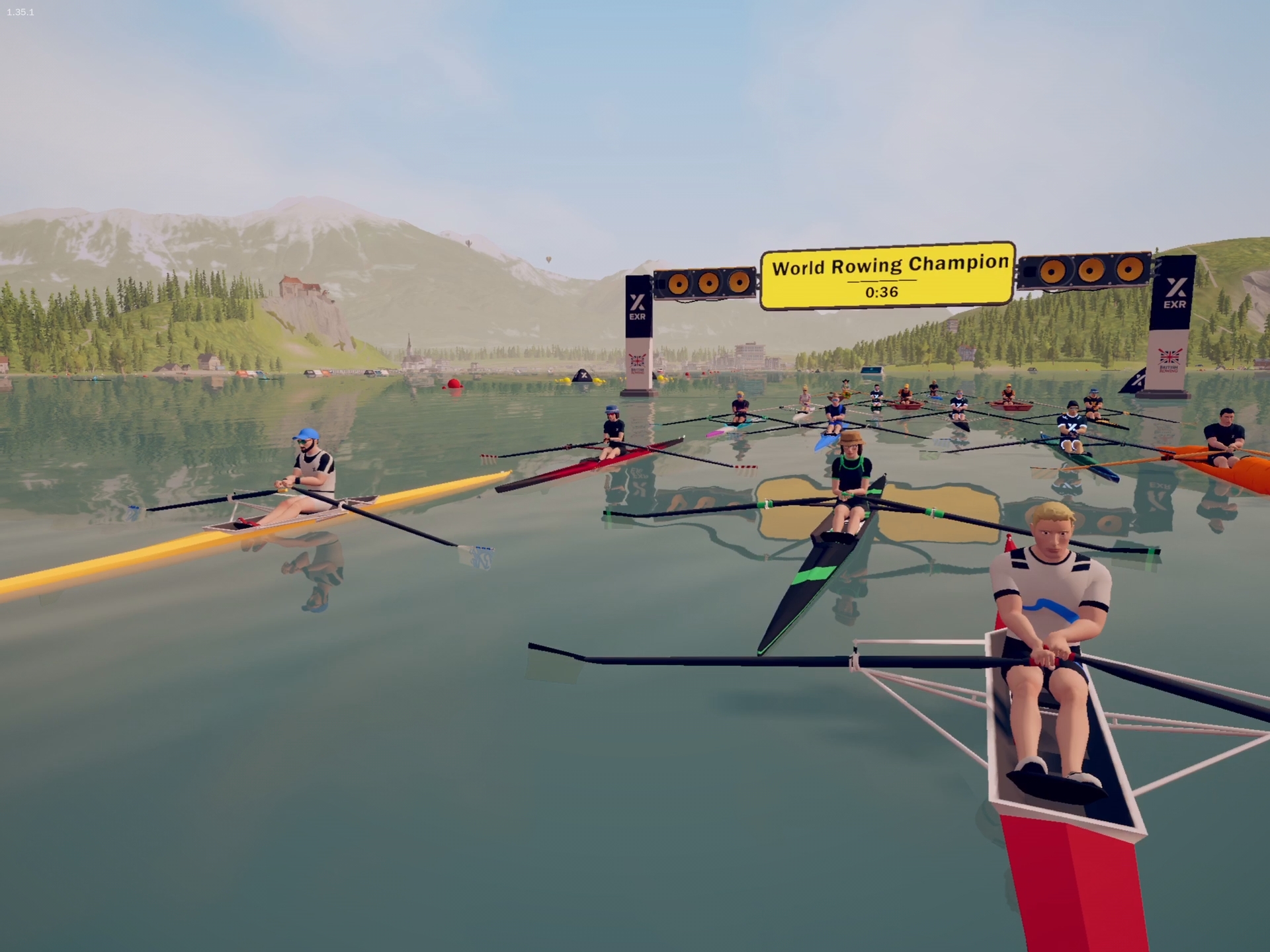 Avatars in the indoor rowing app EXR training together.