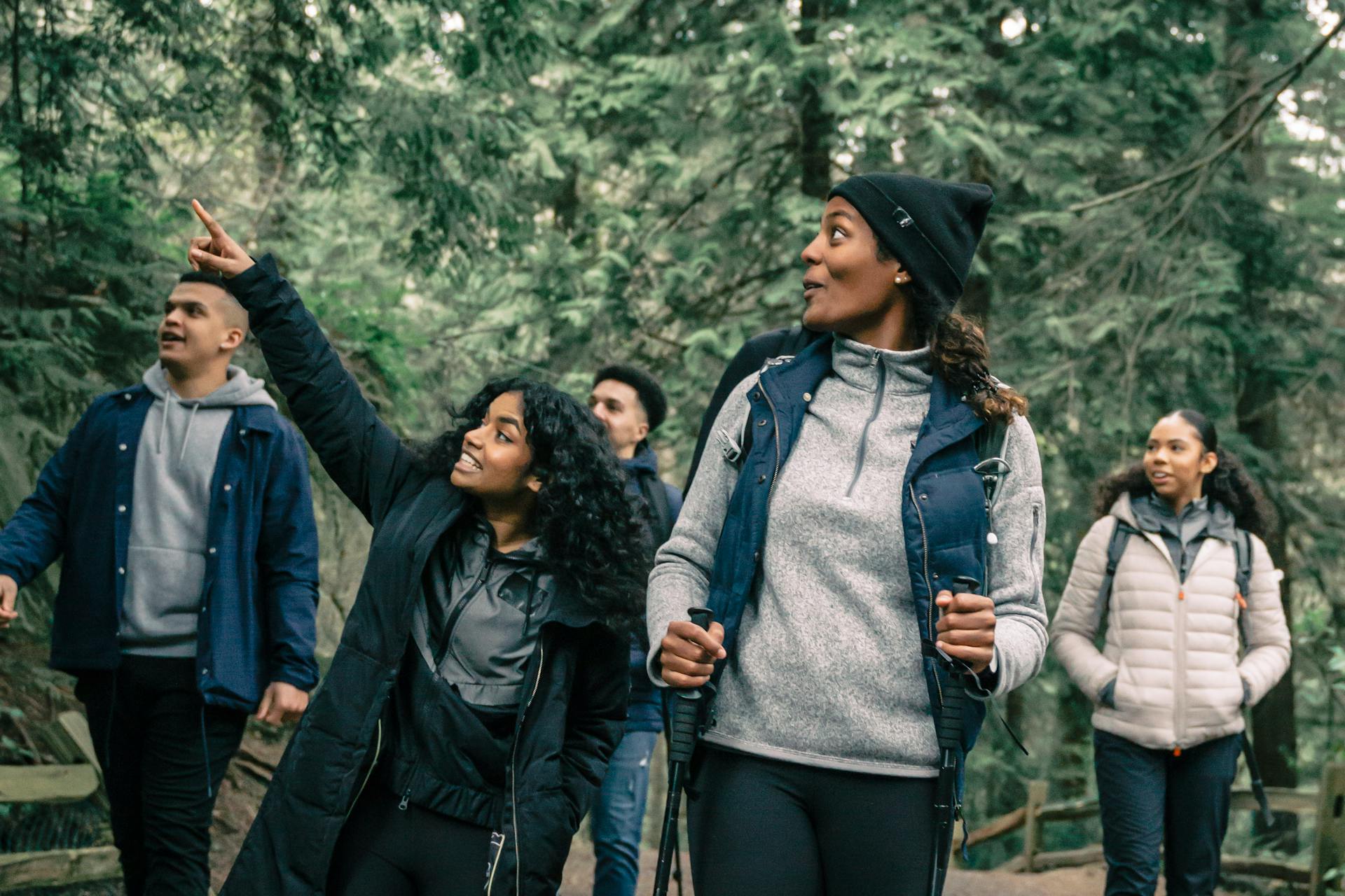 Friends walking in nature