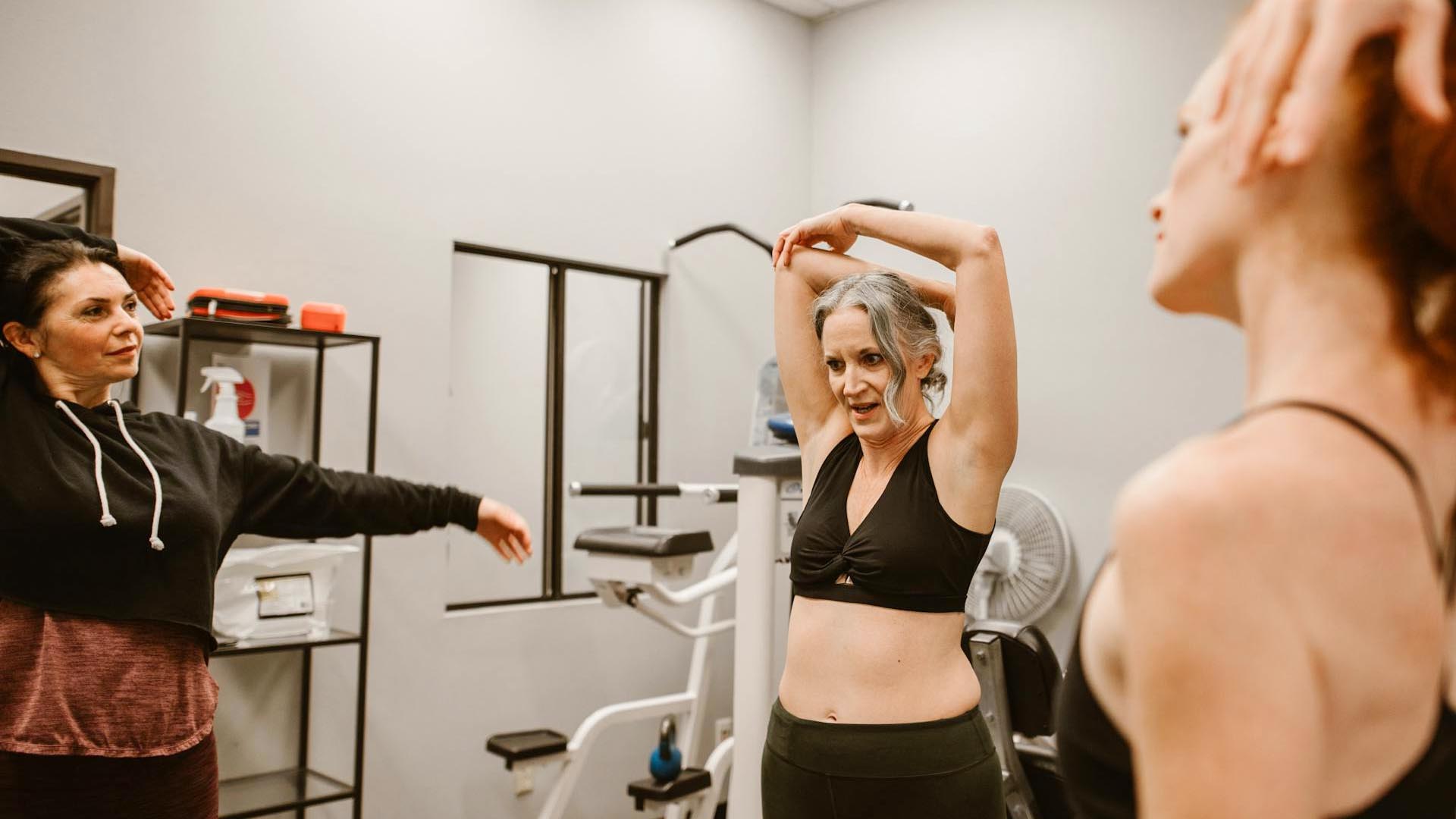 Women streching together.