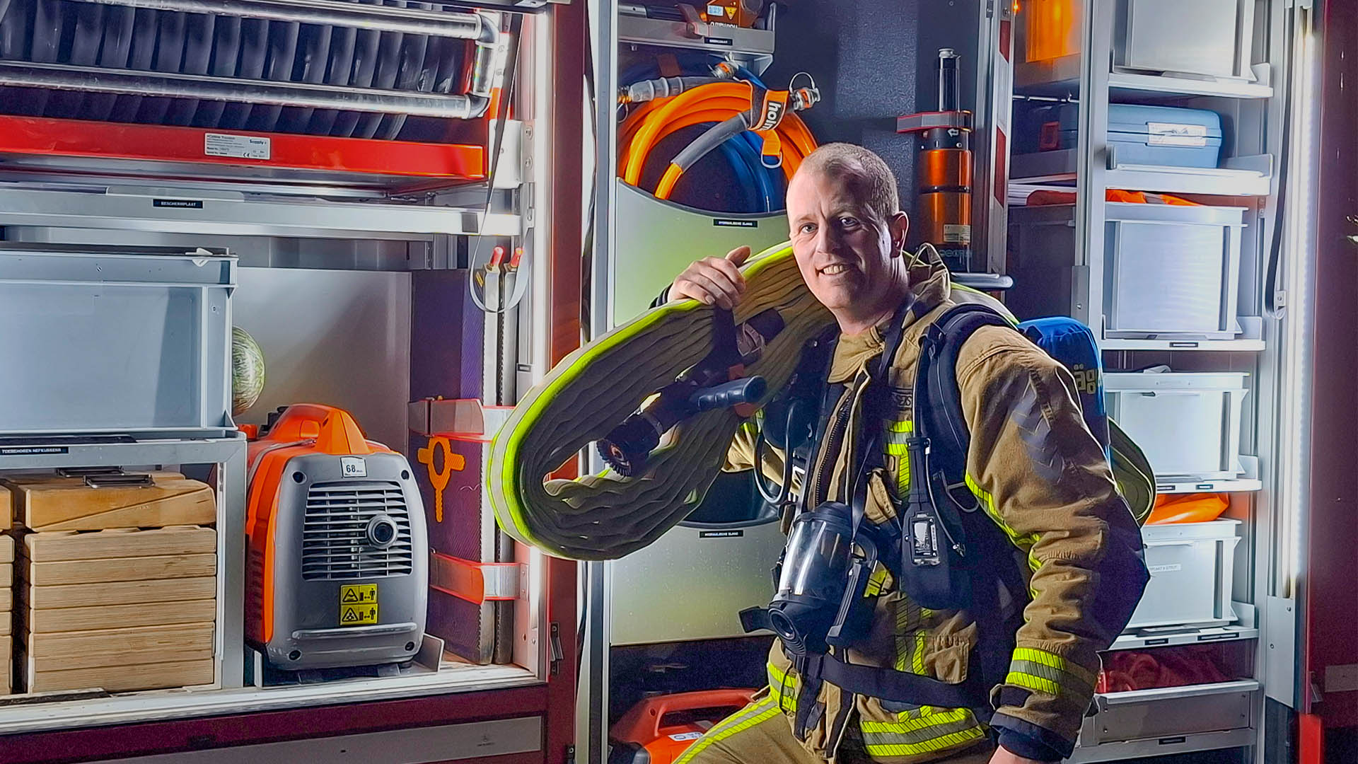 Jeroen Driessens posing as Firefighter