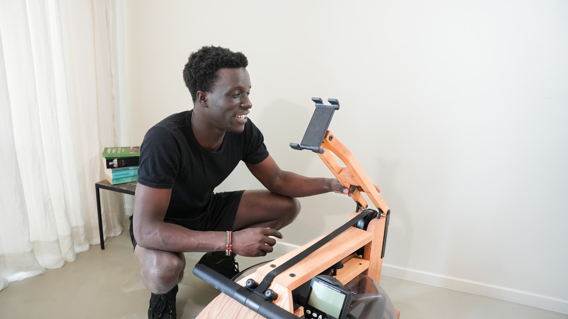 Man adjusting his WaterRower