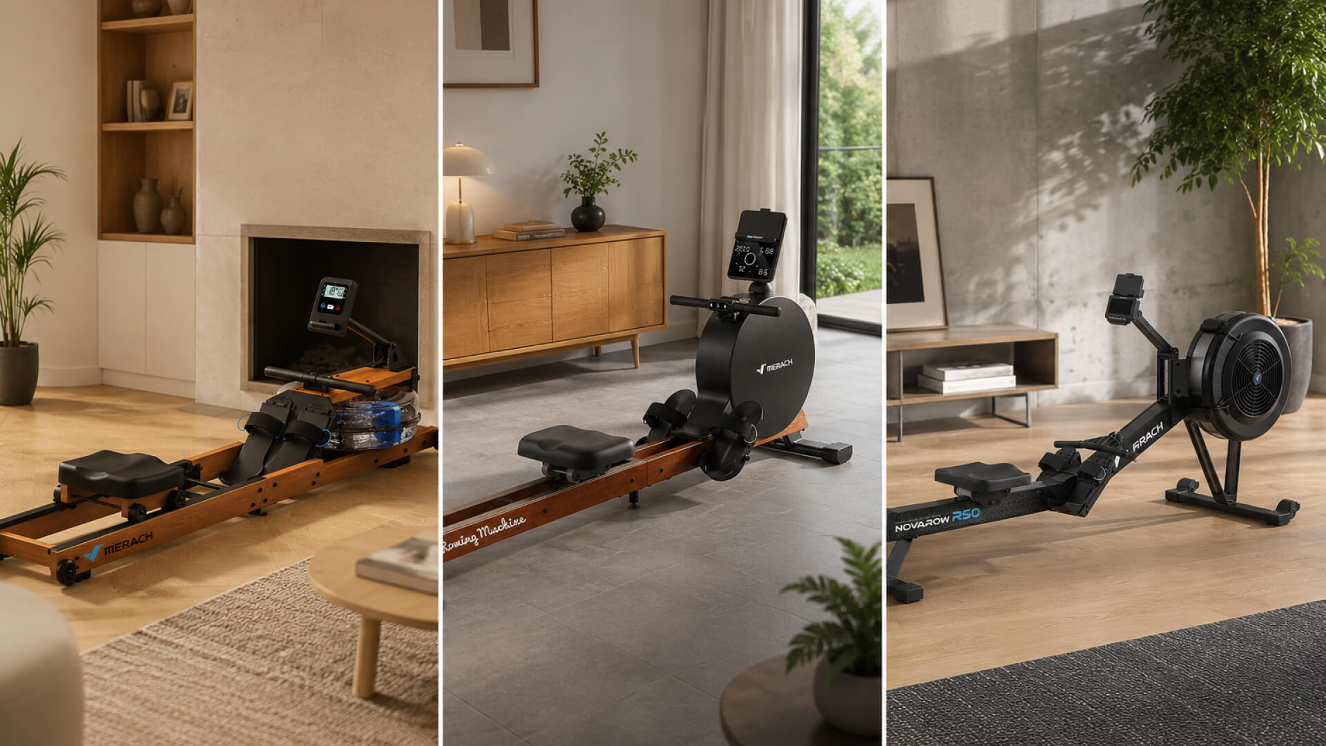 Comparison of a waterrower, magnetic rower and an airrower