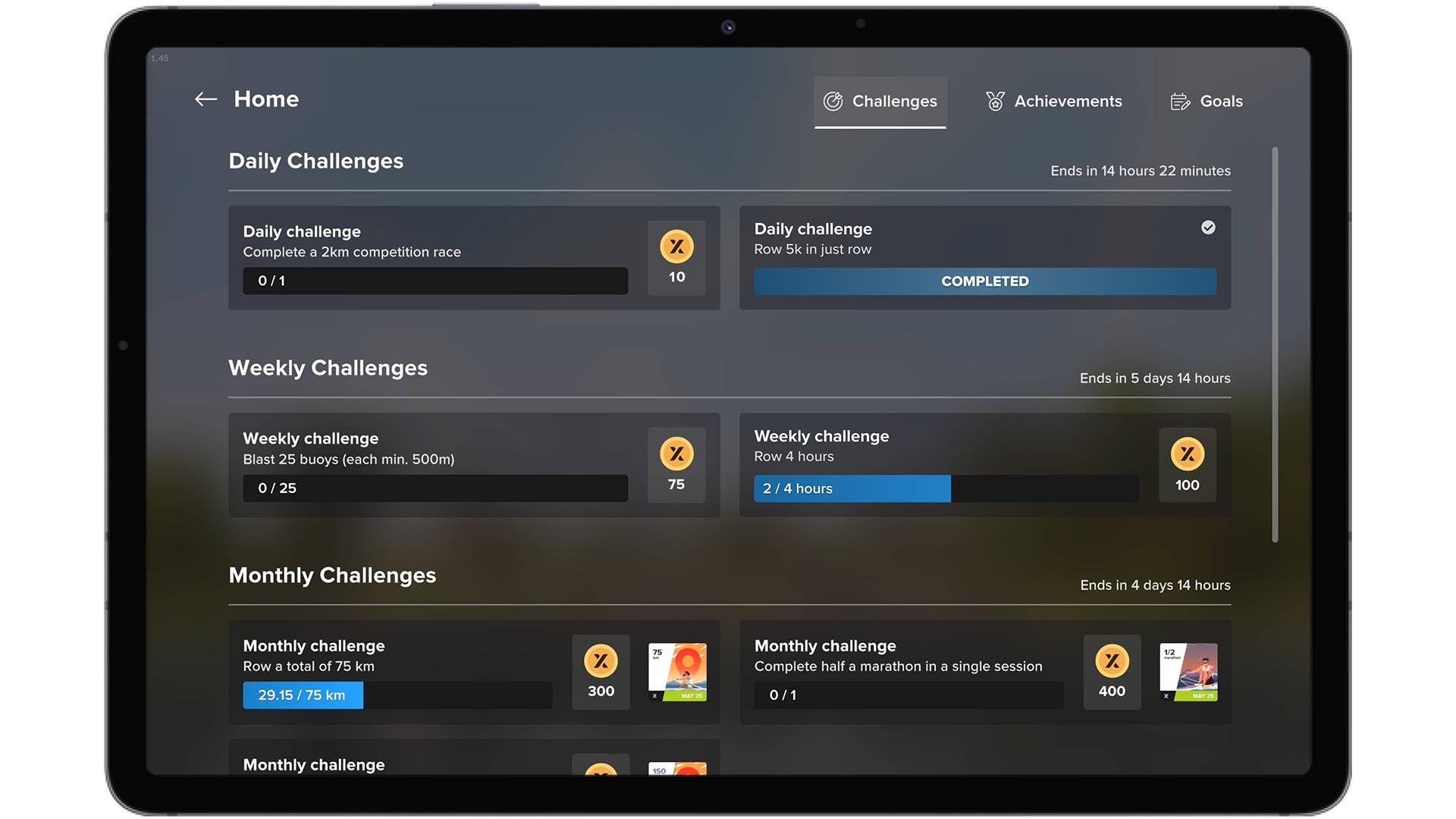 Reworked challenges screen in EXR.