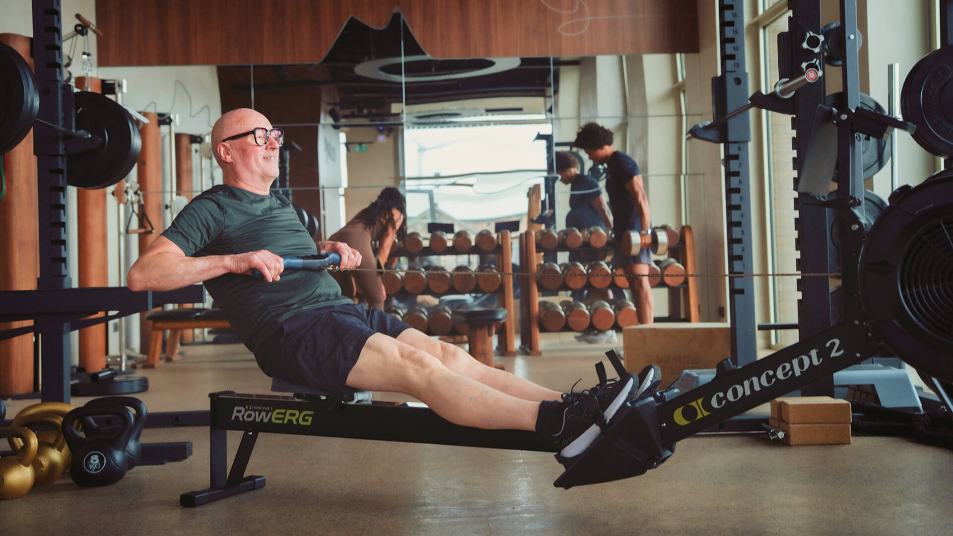 Man rowing for rehabilitation