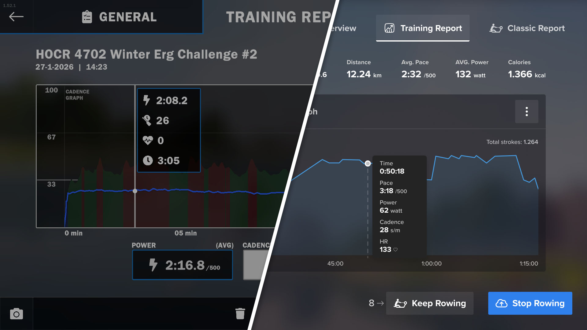 EXR's report before and after image highlighting the differences in data and functionality.
