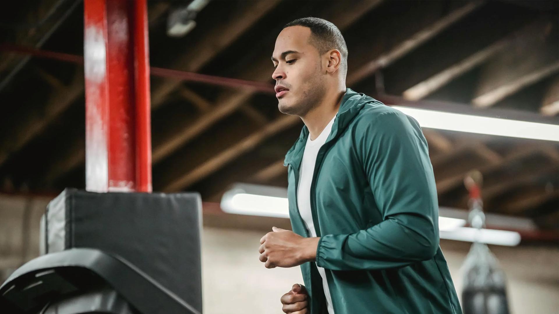 Man using the treadmill at the gym.